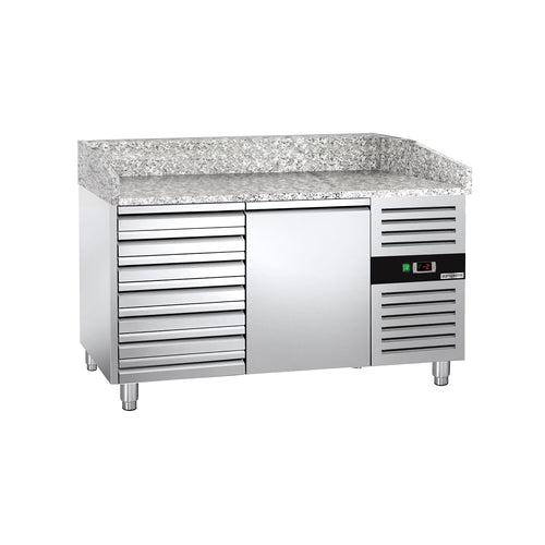 Pizzakylmäpöytä ECO - 1500x800 mm - 1 ovi & 7 vetolaatikkoa