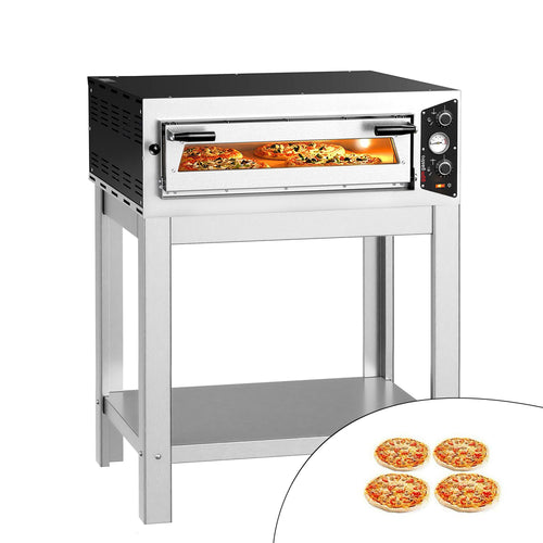 Electric Deck Pizza Oven - Single Deck - Refractory Stone Deck - 4 x Ø 30cm (12") - with Stand