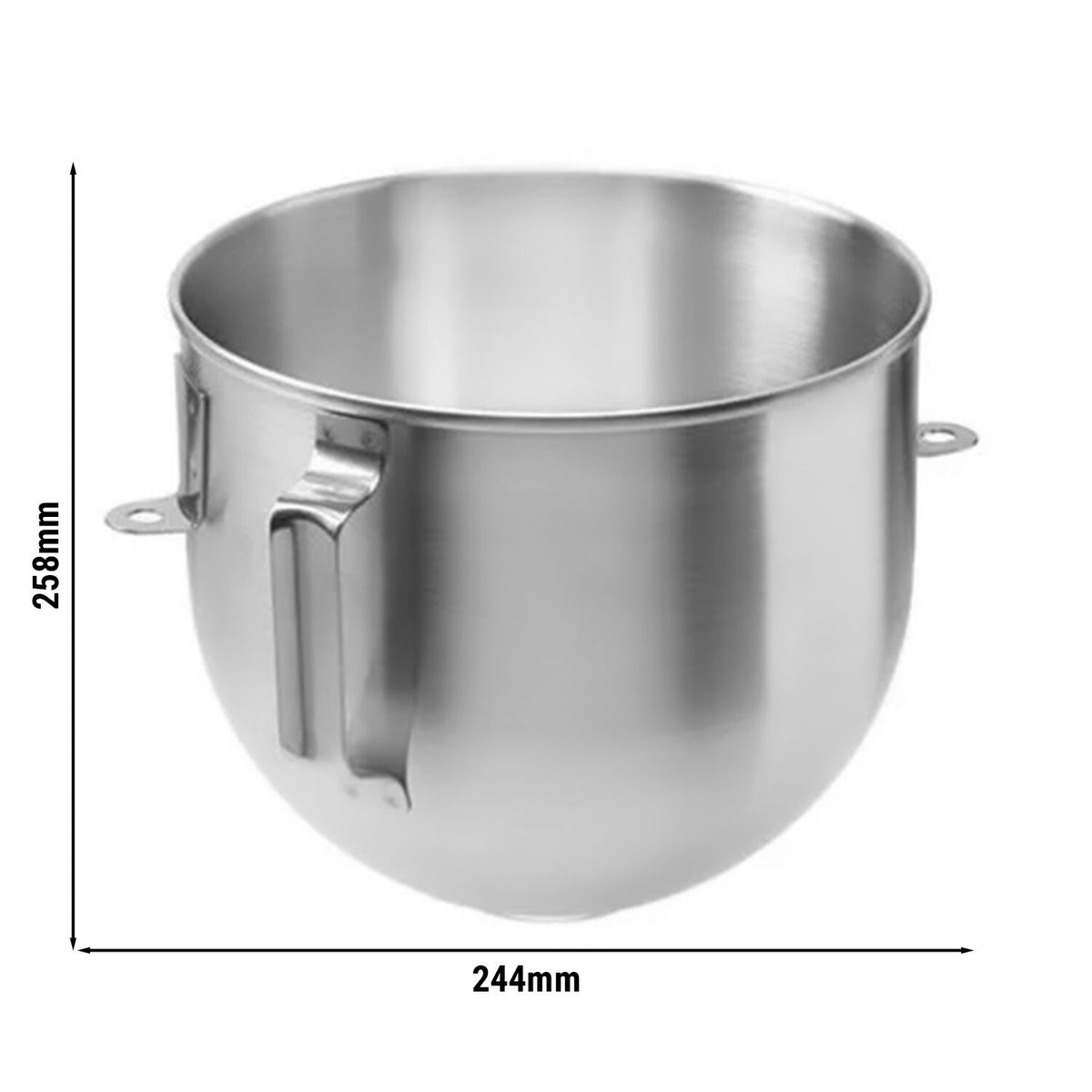 Planeettasekoittimen ruostumaton teräskulho - 10 l - 244x244 mm - Korkeus 258 mm - yhteensopiva: PRMH10 & PRMSH10