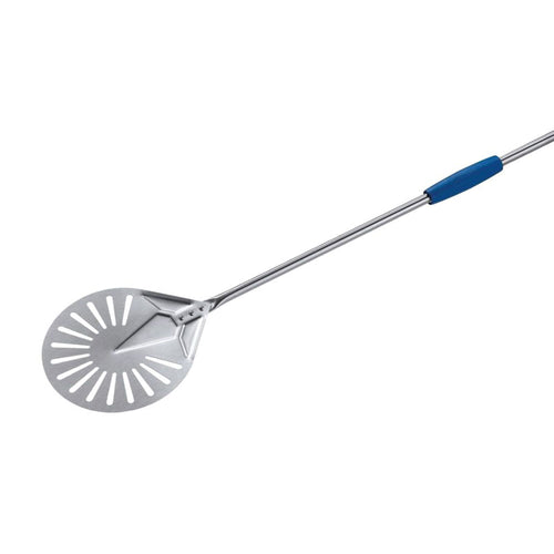 Pizzalapio - AZZURRA - ruostumaton teräs - kääntölapio - Ø 230 mm - rei'itetty - muovikahva, varsi 150 cm