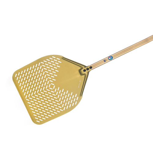 Pizzalapio - GOLD - alumiini - rei'itetty - 330x330 mm - G.H.A.-anodisointi - alumiinivarsi 120 cm