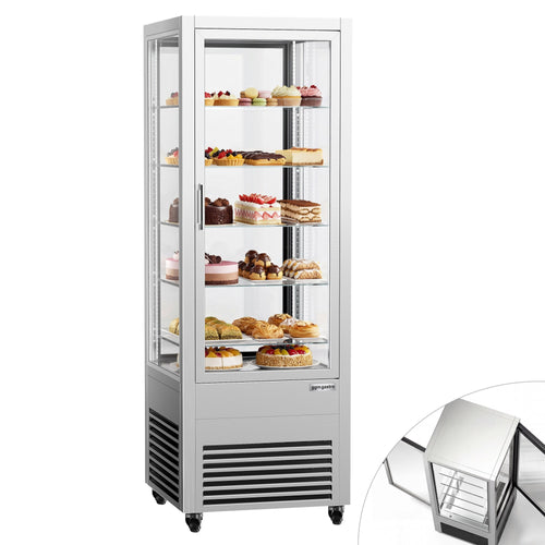 4-sivuinen kylmävitriini / Panoramakylmävitriini Gerda - 440 l - 675x695 mm - kaksinkertainen lasi - 2 lasiovea - 5 hyllyä - LED-valaistus