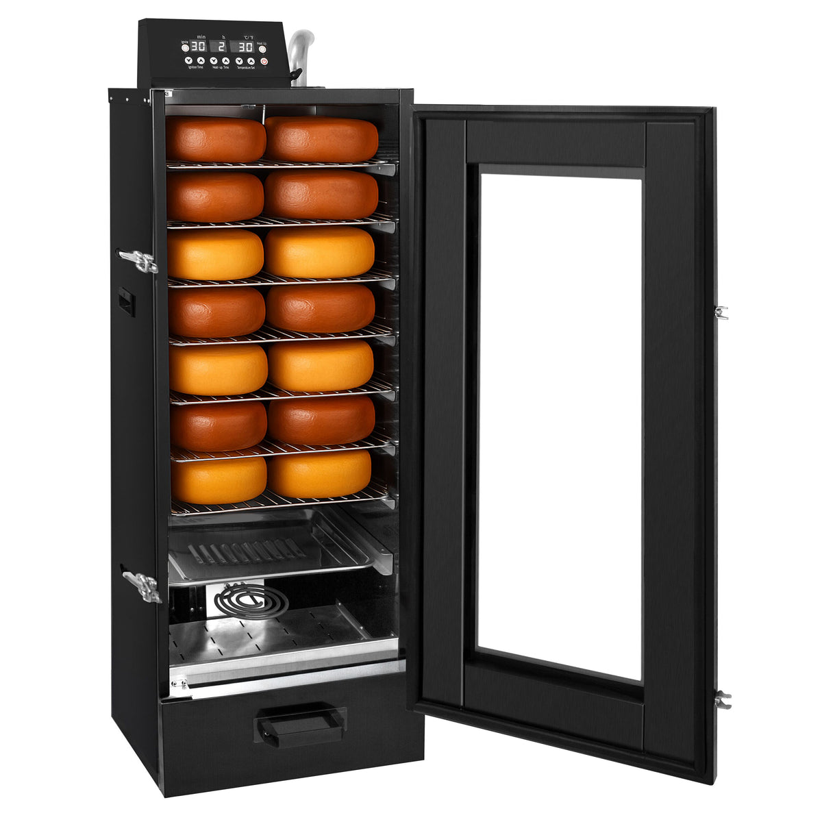 Mini Smoker Oven - Digital - with 7 Racks & Glass Door - 475x450mm - Black