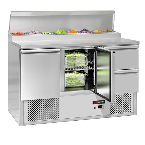 Commercial Prep Counter Mini ECO - Slimline - 1368x700mm - 2 Doors & 2 Drawers - for 8x GN 1/6