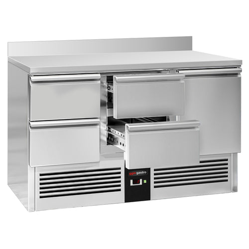 Kylmäpöytä PREMIUM - 1370x700 mm - 368 l - 1 ovea - 4 laatikkoa - takakoroke