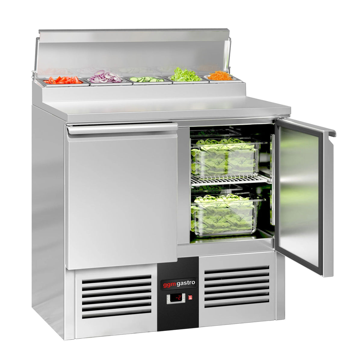 Salaattipöytä Mini PREMIUM - 900x700 mm - 2 ovea - varten 5x GN 1/6