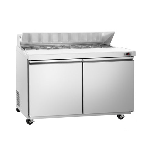Salaattipöytä American Style PREMIUM - 1 555 mm - 1 670,0 l - 2 ovea - upotus 16x GN 1/6 varten & ruostumattomasta teräksestä kansi - sis. 16x GN 1/6 -astiaa