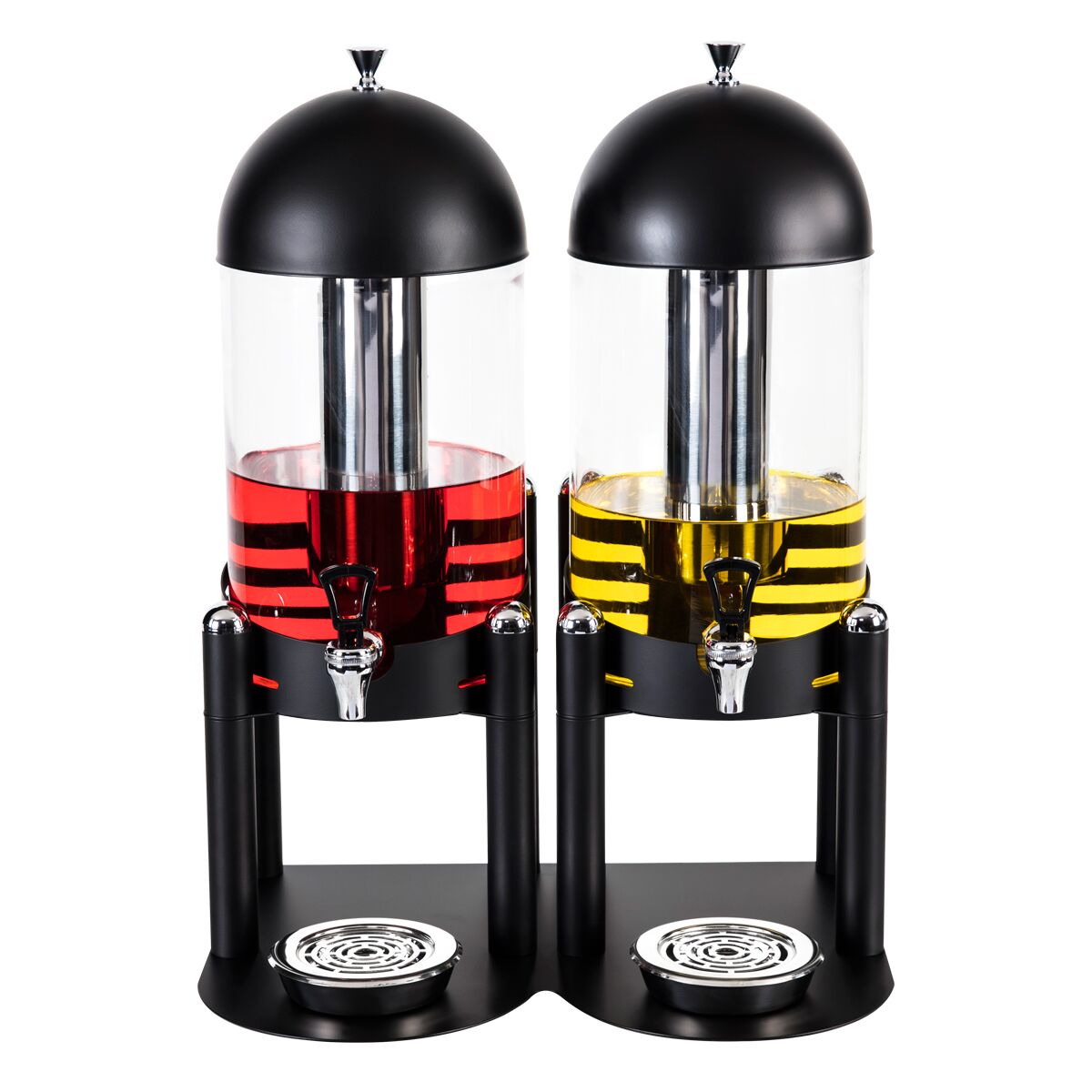 Commercial Juice Dispenser - 2x glass containers with tap & ice core - 2x 6 Litres - Black - incl. ice core