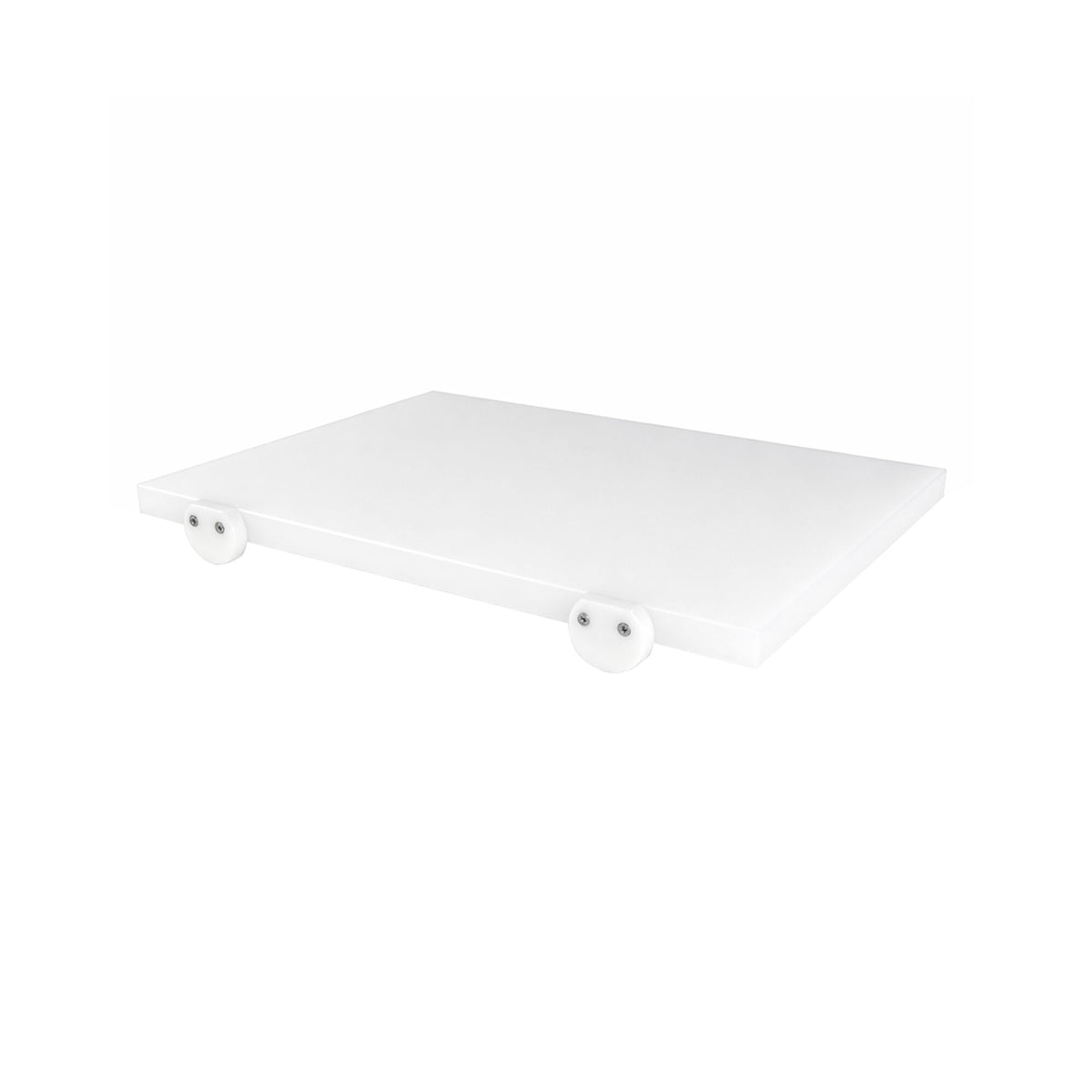 Leikkuulauta - 250x400 mm - Paksuus: 20 mm - Polyeteeni - Valkoinen - Liukuestojaloilla - HACCP-yhteensopiva