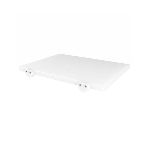 Leikkuulauta - 250x400 mm - Paksuus: 20 mm - Polyeteeni - Valkoinen - Liukuestojaloilla - HACCP-yhteensopiva