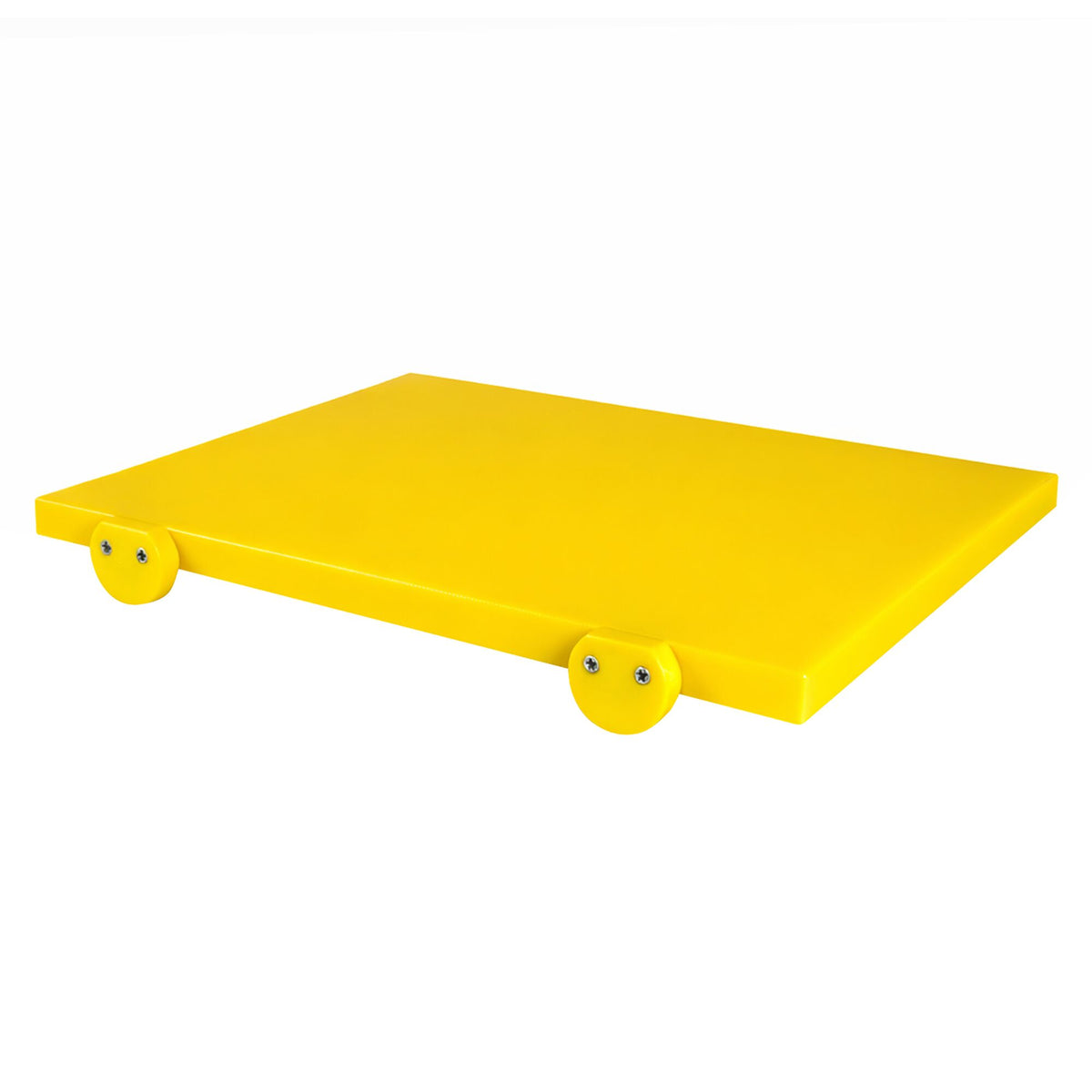 Leikkuulauta - EN 600x400 - Paksuus: 20 mm - HACCP-yhteensopiva - Polyeteeni (PE500) - Keltainen - Työtason reunastopparilla - Liukuestepinnalla