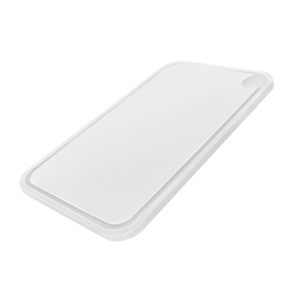 Leikkuulauta mehukourulla - 300x500 mm - Paksuus: 20 mm - HACCP-yhteensopiva - Polyeteeni - Valkoinen - Liukuestopinnalla