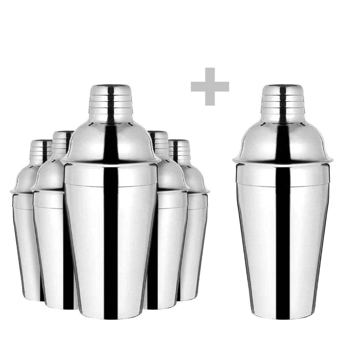 (6 pcs) Cobbler Cocktail Shaker - 3-piece set - Stainless steel - 550ml