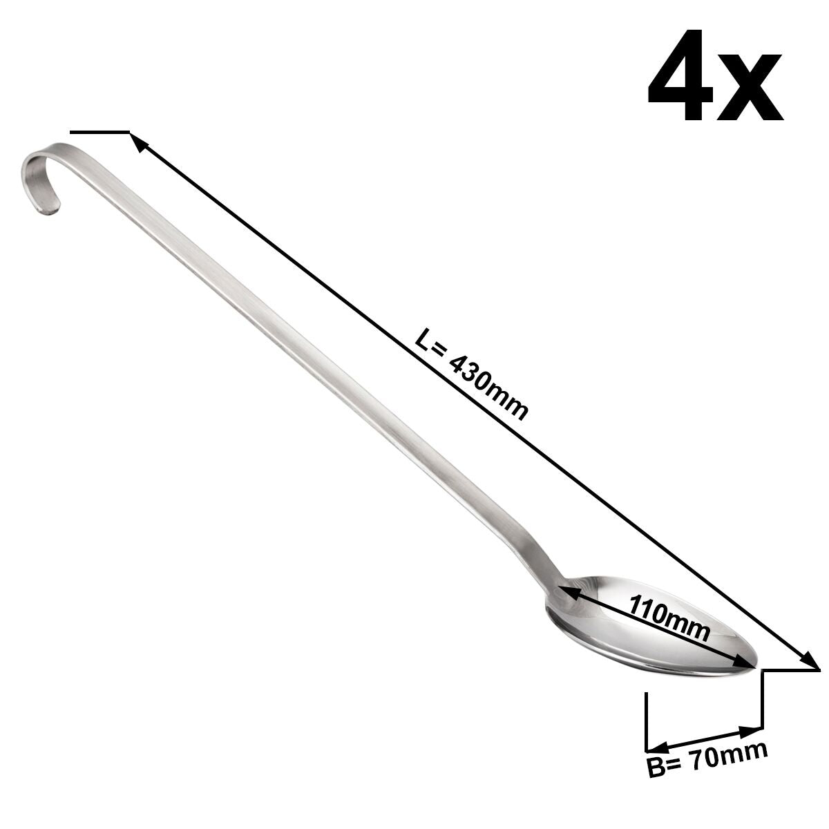 (4 kpl) Tarjoilukauha - Ø 70 mm - Pituus: 420 mm - ruostumaton teräs