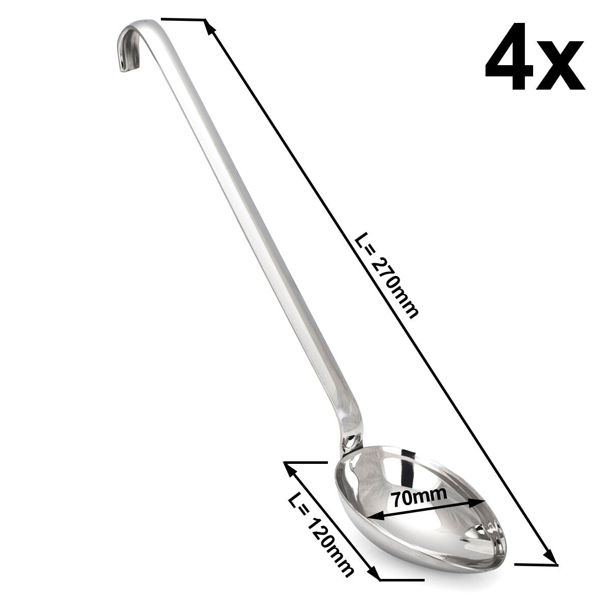(4 kpl) Tarjoilukauha - Pituus: 270 mm - ruostumaton teräs