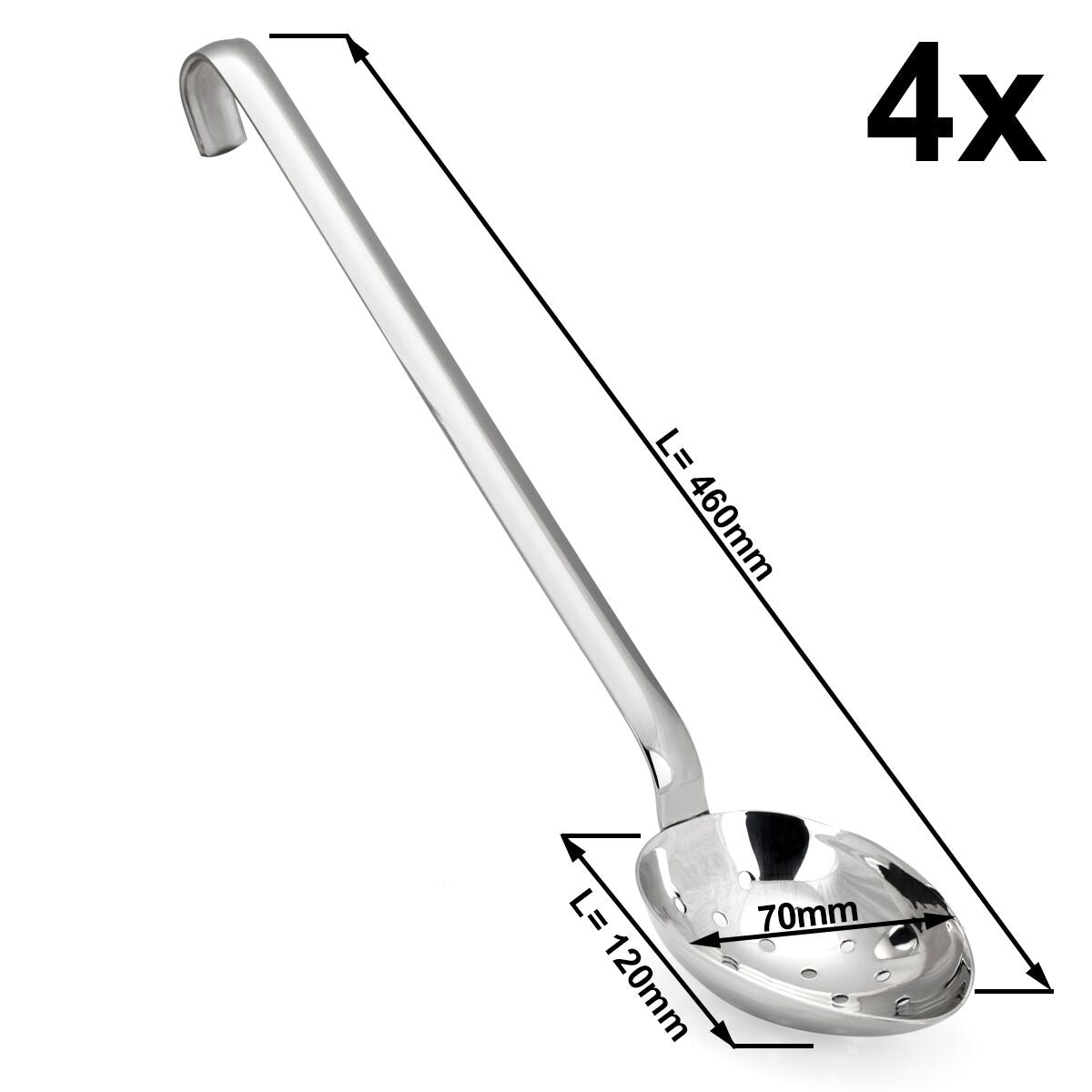 (4 kpl) Tarjoilukauha - Pituus: 460 mm - rei’itetty - ruostumaton teräs