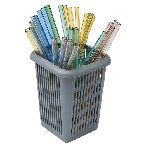 Cutlery Basket - 105x105x140mm - Grey - for up to 50 glass drinking straws