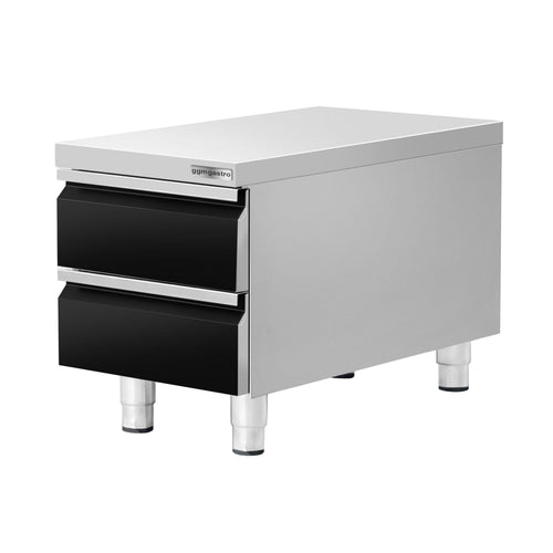 Vetolaatikosto - ruostumaton teräs, musta - 2 vetolaatikkoa - 400x620 mm