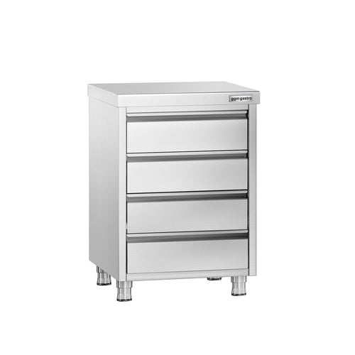 Työkaappi PREMIUM - ruostumaton teräs - 4 vetolaatikkoa - 500x600 mm
