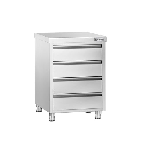 Työkaappi PREMIUM - ruostumaton teräs - 4 vetolaatikkoa - 500x700 mm