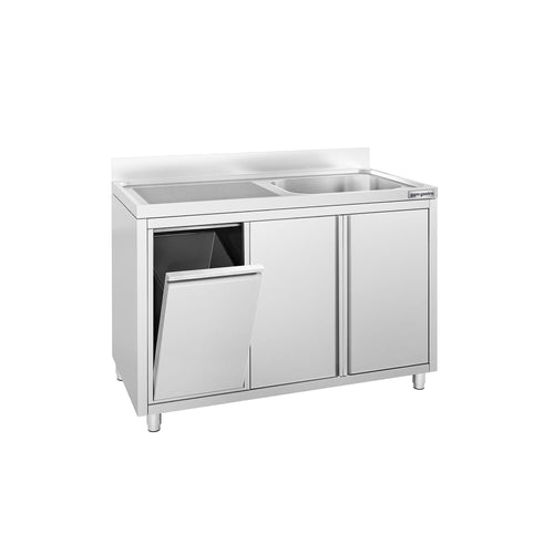 RST-allaskaappi PREMIUM - 1200x600 mm - roska-astia - 1 allas - allas oikealla