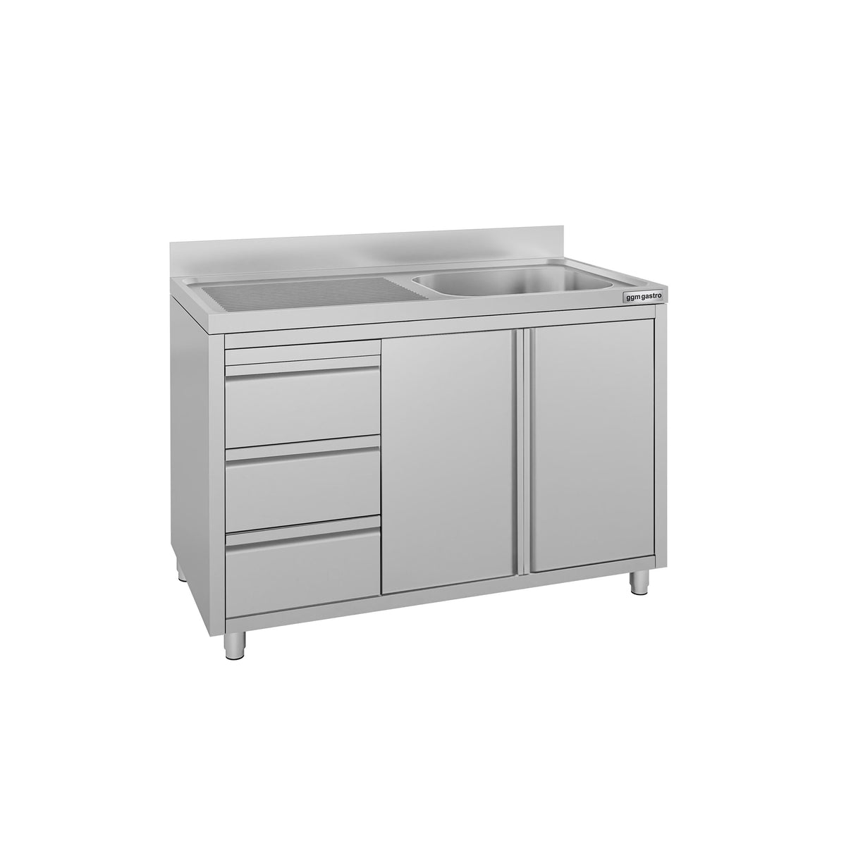 RST-allaskaappi ECO - 1200x600 mm - 3 vetolaatikkoa - 1 allas - allas oikealla