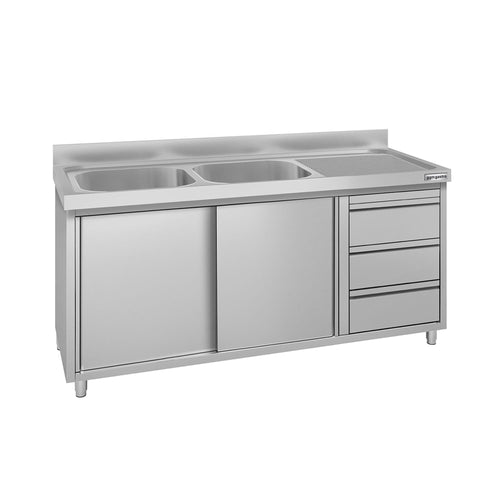 RST-allaskaappi ECO - 1600x600mm - 3 laatikkoa ja 2 allasta vasemmalla puolen