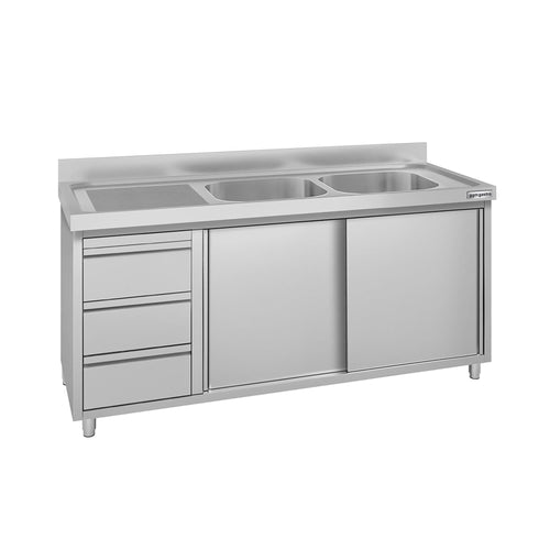 RST-allaskaappi ECO - 1600x600mm - 3 laatikkoa ja 2 allasta oikealla puolella
