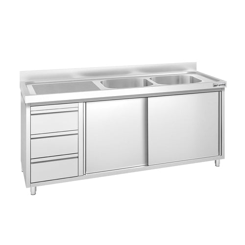 RST-allaskaappi PREMIUM - 1800x600mm - 3 laatikkoa ja 2 allasta oikealla puolella.