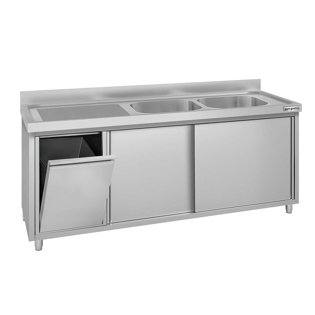 RST-allaskaappi ECO - 2000x700mm - jäteastia ja 2 allasta oikealla puolella