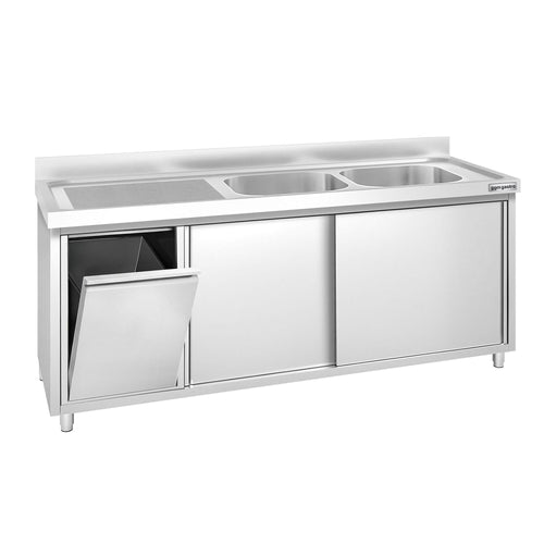RST-allaskaappi PREMIUM - 2000x700mm - jäteastia ja 2 allasta oikealla puolella
