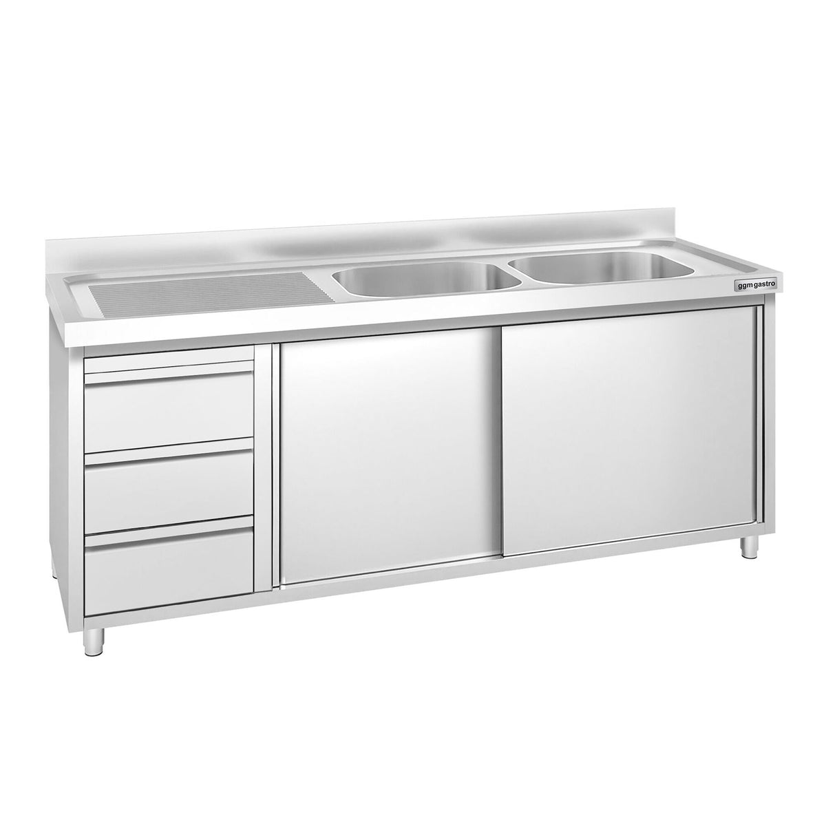 RST-allaskaappi PREMIUM - 2000x600mm - 3 laatikkoa ja 2 allasta oikealla puolella