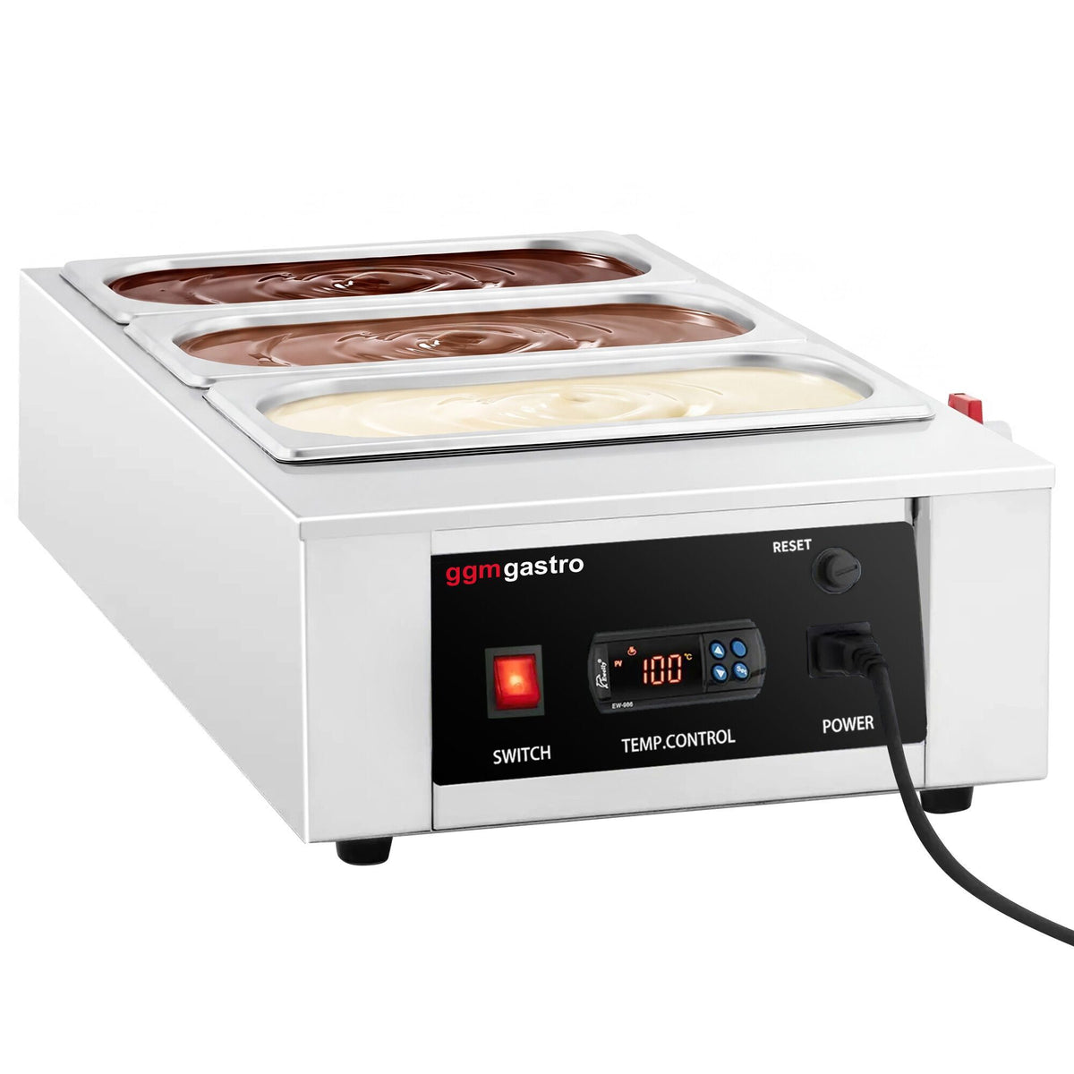 Suklaan sulatuslaite - 3x GN 1/3 - 1,5 kW - sis. 3 kantta ja 3 GN 1/3 -astiaa