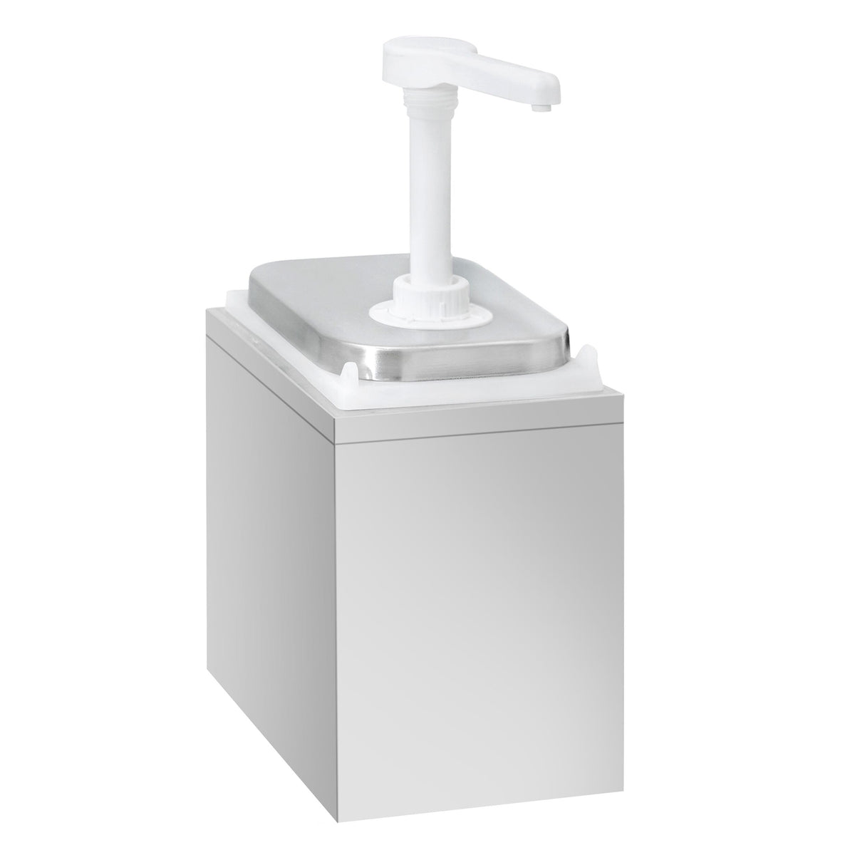Kastikeannostelija - Ruostumaton teräs AISI 304; säiliö: Muovi (PP) - 1 pumppu - 2,0 l - 135x215x325 mm - einstellbarer Dosierung - säiliöllä - sis. teräskehikon