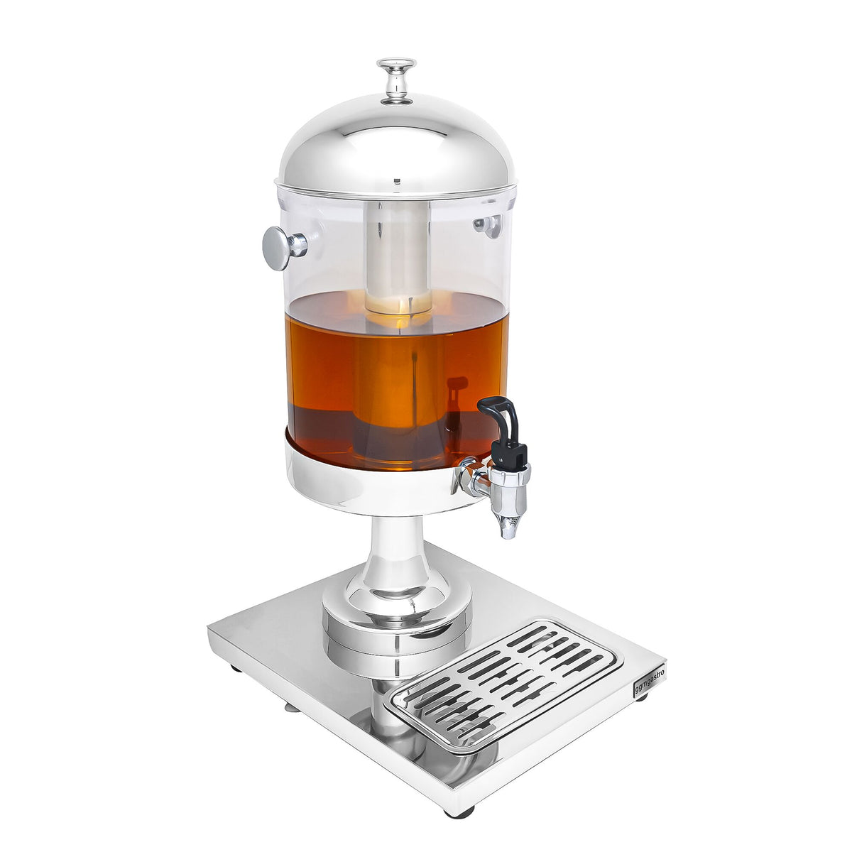 Commercial Juice Dispenser - 1x polycarbonate tank with tap & ice insert - 7.5 Litres - Stainless steel - incl. drip tray & fruit infuser cylinder