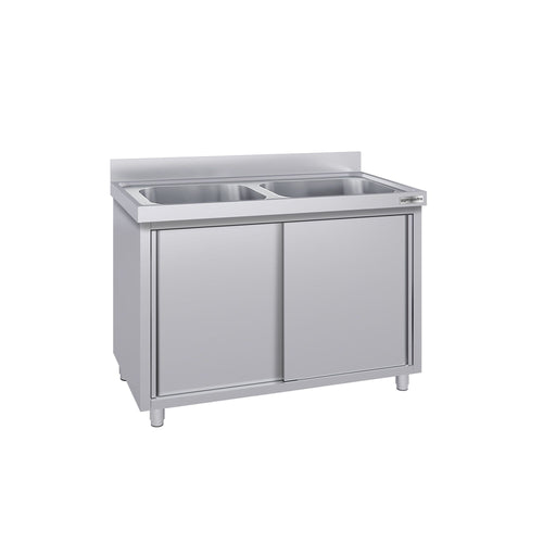 RST-allaskaappi ECO - ruostumattomasta teräksestä - 1200x600 mm - 2 allasta
