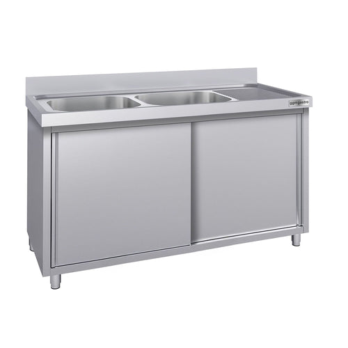 RST-allaskaappi ECO - ruostumattomasta teräksestä - 1400x600 mm - 2 allasta