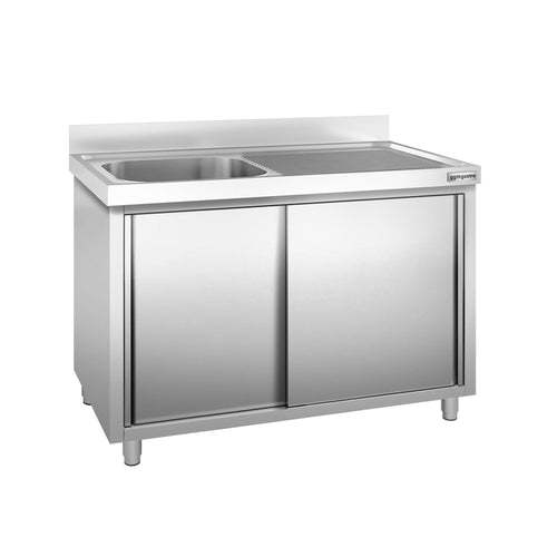 RST-allaskaappi PREMIUM - ruostumattomasta teräksestä - 1400x700 mm - 1 allas - allas vasemmalla