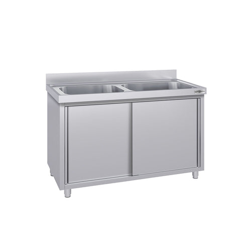 RST-allaskaappi ECO - ruostumattomasta teräksestä - 1400x700 mm - 2 allasta