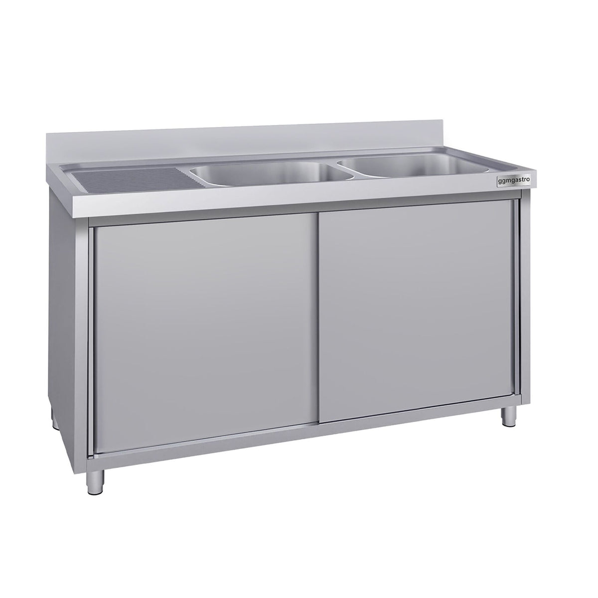 RST-allaskaappi ECO - ruostumattomasta teräksestä - 1400x700 mm - 2 allasta