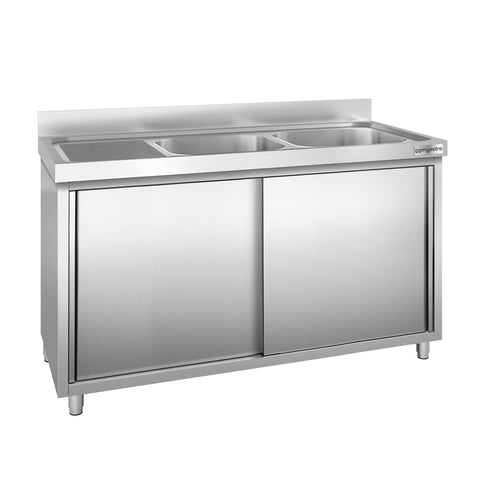 RST-allaskaappi PREMIUM - ruostumattomasta teräksestä - 1600x600 mm - 2 allasta