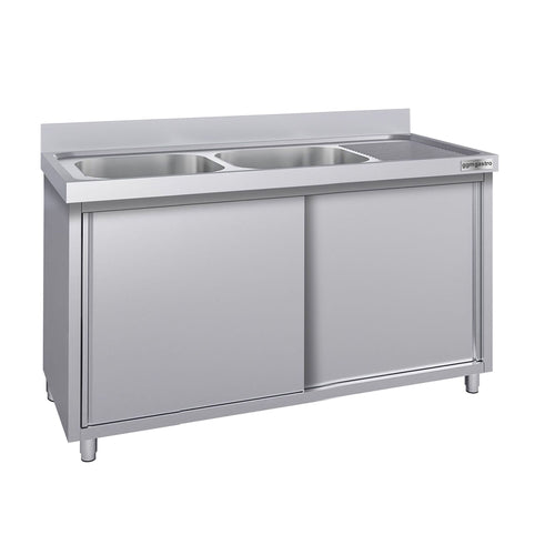 RST-allaskaappi ECO - ruostumattomasta teräksestä - 1600x700 mm - 2 allasta