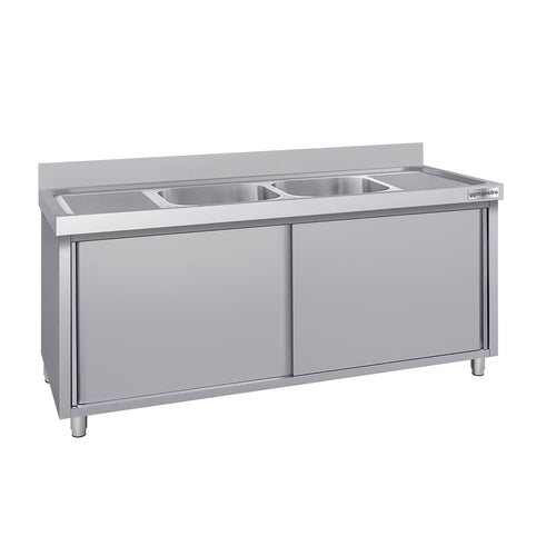 RST-allaskaappi ECO - ruostumattomasta teräksestä - 1800x700 mm - 2 allasta