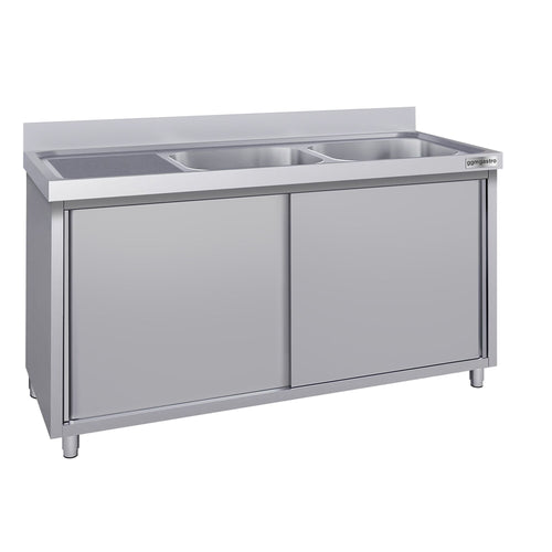 RST-allaskaappi ECO - ruostumattomasta teräksestä - 1800x700 mm - 2 allasta