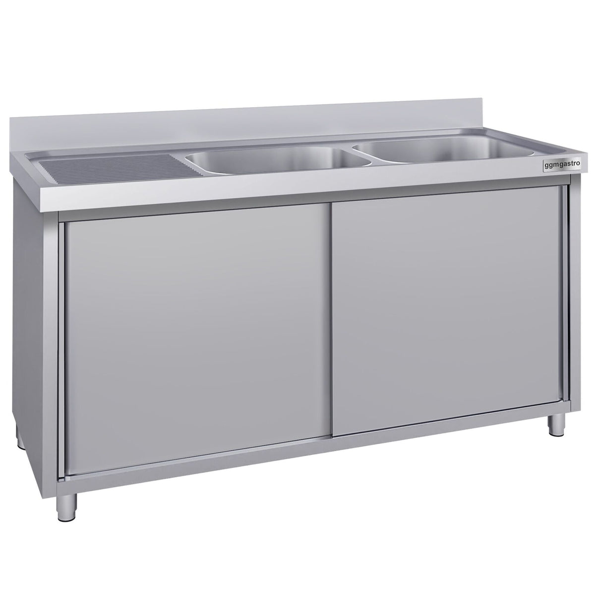 RST-allaskaappi ECO - ruostumattomasta teräksestä - 2000x600 mm - 1 allas - allas oikealla
