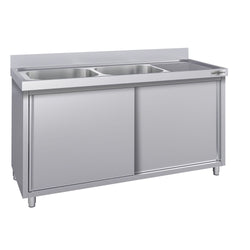 RST-allaskaappi ECO - ruostumattomasta teräksestä - 2000x700 mm - 2 allasta