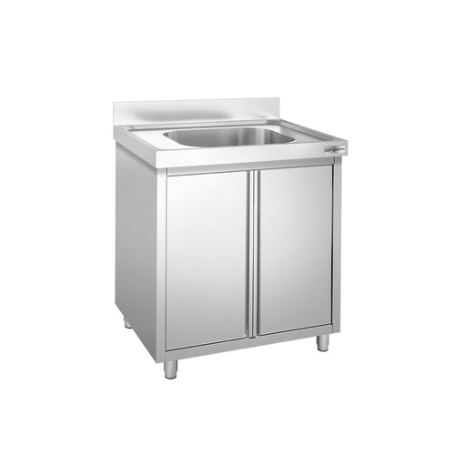 RST-allaskaappi PREMIUM - ruostumattomasta teräksestä - 800x700 mm - 1 allas - allas keskellä