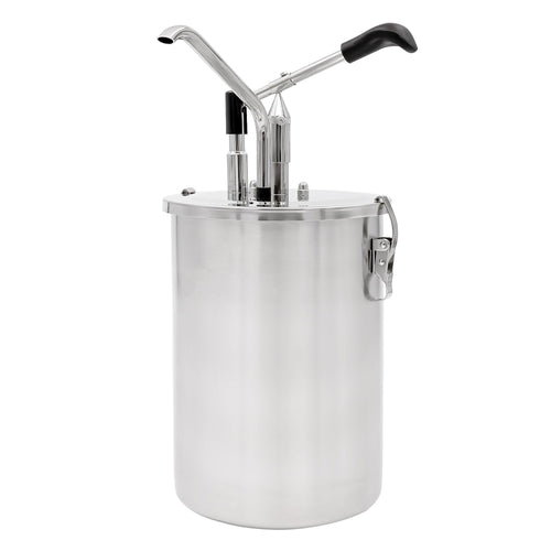 Sauce Dispenser with Pump - 10 litres - adjustable dose - with container - Stainless steel - 225x480mm - 25 to 40ml per pump