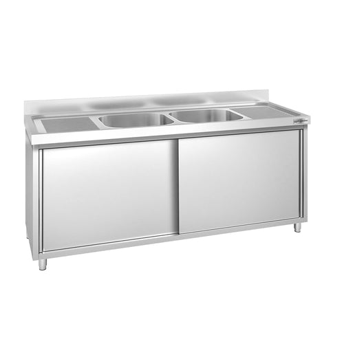 RST-allaskaappi PREMIUM - ruostumattomasta teräksestä - 2000x700 mm - 2 allasta