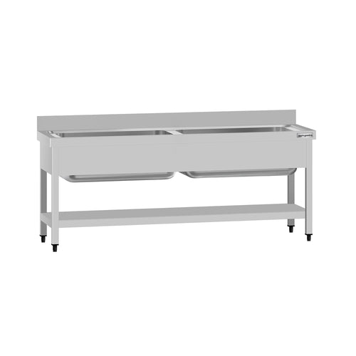 RST-tiskipöytä ECO - 1800x700 mm - alahyllyllä - 2 allasta